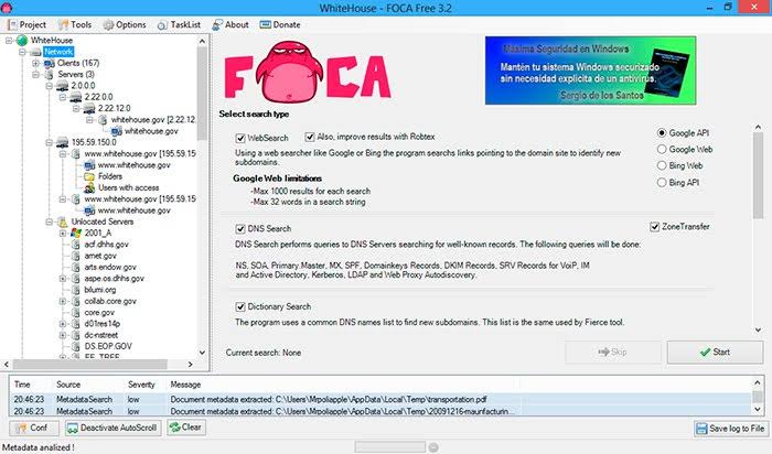 FOCA - Tool To Find Metadata And Hidden Information in The Documents