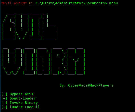 Evil-WinRM Menu - The ultimate Windows Remote Management Shell for Hacking