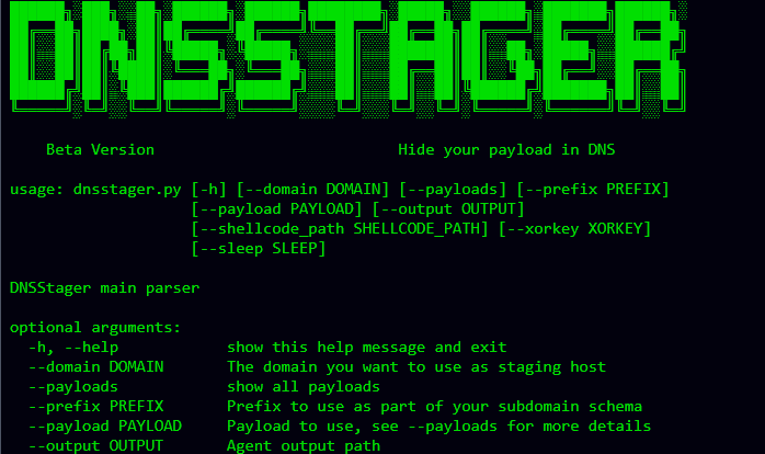 DNSStager Create a malicious DNS server to hide and transfer your payload using DNS
