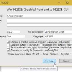 PS2EXE - GUI Tool to Compile Powershell Scripts to Executables