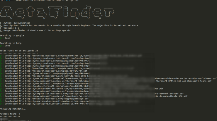 MetaFinder - Tool for Searching Documents in a Domain with search engine google, bing, baidu, yandex